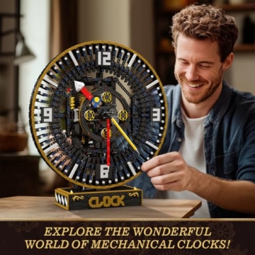 Mould King 10160 Mechanische Uhr Klemmbausteine Bausatz Kit, MOC 3675+ Stücke Uhrenmodell mit Elektromotor und Hauptfeder, STEM Kreativ DIY Uhr Modell Bausteine Kit für Erwachsene/Jugendliche - 7