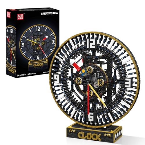 Mould King 10160 Mechanische Uhr Klemmbausteine Bausatz Kit, MOC 3675+ Stücke Uhrenmodell mit Elektromotor und Hauptfeder, STEM Kreativ DIY Uhr Modell Bausteine Kit für Erwachsene/Jugendliche - 1