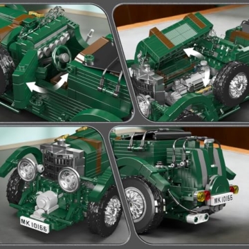 Mould King 10166 Oldtimer Auto Bausteine Modell, 1147 Teile Technik Statische Version Retro-Rennwagen Bausatz, Vintage Rennen Auto Klemmbausteine Spielzeug für Erwachsene/Jugendliche ab 14 Jahren - 2