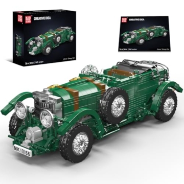 Mould King 10166 Oldtimer Auto Bausteine Modell, 1147 Teile Technik Statische Version Retro-Rennwagen Bausatz, Vintage Rennen Auto Klemmbausteine Spielzeug für Erwachsene/Jugendliche ab 14 Jahren - 1