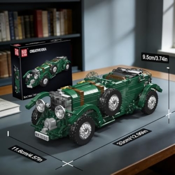 Mould King 10166 Oldtimer Auto Bausteine Modell, 1147 Teile Technik Statische Version Retro-Rennwagen Bausatz, Vintage Rennen Auto Klemmbausteine Spielzeug für Erwachsene/Jugendliche ab 14 Jahren - 6