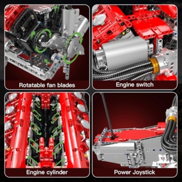 Mould King 10169 Technik V12 Motor Bausatz Bausteine Auto Motorbausatz Klemmbausteine Simulation Motor mit Funktionsfähiges Auto Engine Kit für Erwachsene(3472 Teile) - 6