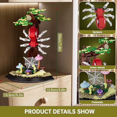 Mould King 10178 Blumen Insekten Klemmbausteine Spinne Bauspielzeug Insekt Bausteine Botanical Collection Tier Display Modell Deko Kompatibel mit Andere Marke(407 Teile) - 2