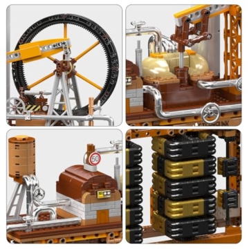 Mould King 10180 Technik MOC Steampunk Mechanische Uhr Baustein Modell APP-Smart-Steuerung Kreative Tischuhr Großes mechanisches Verknüpfungs-Dekostück ferngesteuert Klemmbausteine Bausatz 3234+ Teile - 6