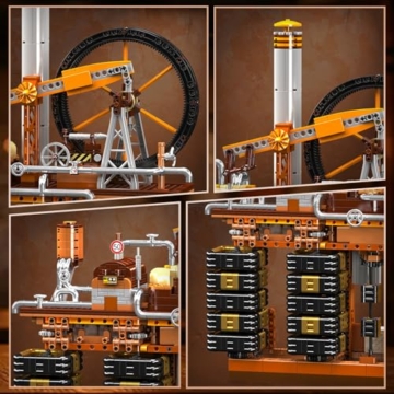 Mould King 10180 Technik Steampunk Mechanische Uhr Klemmbausteine Set mit App-Steuerung, Motorisiertes Zahnrad Modell, DIY Baukasten Tischuhr, Technik Klemmbausteine Spielzeug für Erwachsene - 3
