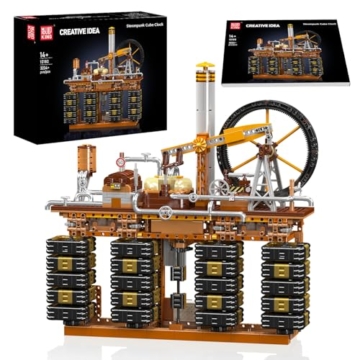 Mould King 10180 Technik Steampunk Mechanische Uhr Klemmbausteine Set mit App-Steuerung, Motorisiertes Zahnrad Modell, DIY Baukasten Tischuhr, Technik Klemmbausteine Spielzeug für Erwachsene - 1
