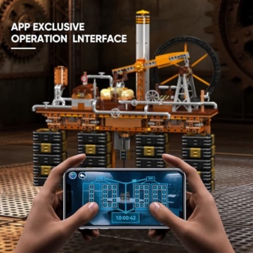 Mould King 10180 Technik Steampunk Mechanische Uhr Klemmbausteine Set mit App-Steuerung, Motorisiertes Zahnrad Modell, DIY Baukasten Tischuhr, Technik Klemmbausteine Spielzeug für Erwachsene - 5