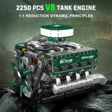 Mould King 10182 Technik V8 Motor Klemmbausteine Bausatz Kit, 2250 Stück Twin-Turbo Engine Bausteine Spielzeug Modell, Klemmbausteine Funktionsmodell für Engine Fans Sammlerstücke - 2