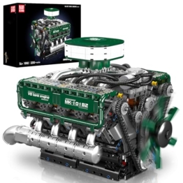 Mould King 10182 Technik V8 Motor Klemmbausteine Bausatz Kit, 2250 Stück Twin-Turbo Engine Bausteine Spielzeug Modell, Klemmbausteine Funktionsmodell für Engine Fans Sammlerstücke - 1