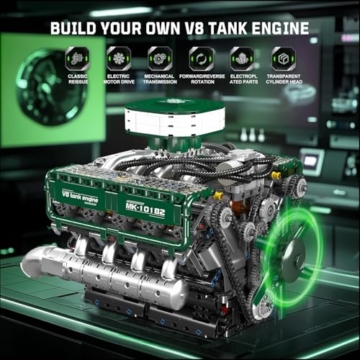 Mould King 10182 Technik V8 Motor Klemmbausteine Bausatz Kit, 2250 Stück Twin-Turbo Engine Bausteine Spielzeug Modell, Klemmbausteine Funktionsmodell für Engine Fans Sammlerstücke - 4