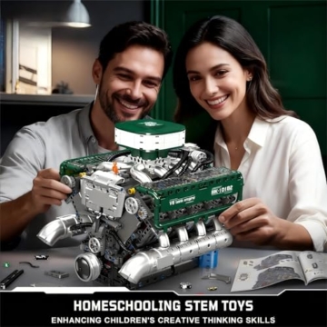 Mould King 10182 Technik V8 Motor Klemmbausteine Bausatz Kit, 2250 Stück Twin-Turbo Engine Bausteine Spielzeug Modell, Klemmbausteine Funktionsmodell für Engine Fans Sammlerstücke - 7