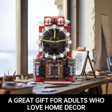 Mould King 10187 MOC Technik Cyberpunk-Mechanik-Uhren-Bausteinmodell, kreativer Steampunk-Baustil mit mechanischem Zahnradantrieb, per App steuerbare Uhr.Technologie Klemmbausteine Bausatz 1601+Teile - 2
