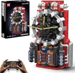 Mould King 10187 MOC Technik Cyberpunk-Mechanik-Uhren-Bausteinmodell, kreativer Steampunk-Baustil mit mechanischem Zahnradantrieb, per App steuerbare Uhr.Technologie Klemmbausteine Bausatz 1601+Teile - 1
