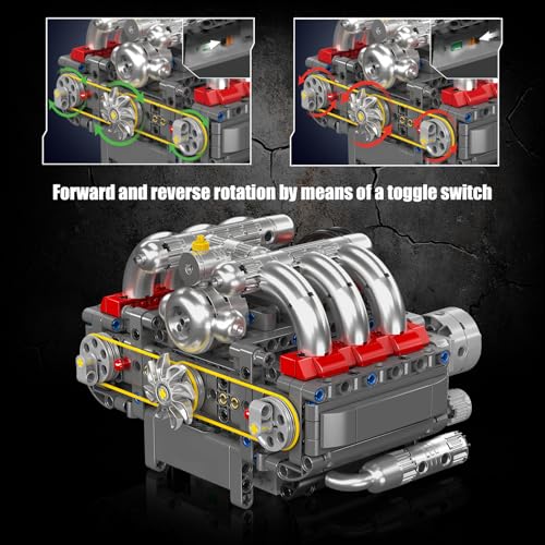 Mould King 10193 Technik Motor Bausteine Modell, 609 Teile Klemmbausteine Engine Spielzeug Set als Geschenk und Sammlerstücke (ab 14 Jahren Jungen/Mädchen) - 3