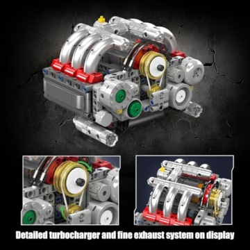 Mould King 10193 Technik Motor Bausteine Modell, 609 Teile Klemmbausteine Engine Spielzeug Set als Geschenk und Sammlerstücke (ab 14 Jahren Jungen/Mädchen) - 4