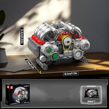Mould King 10193 Technik Motor Bausteine Modell, 609 Teile Klemmbausteine Engine Spielzeug Set als Geschenk und Sammlerstücke (ab 14 Jahren Jungen/Mädchen) - 5