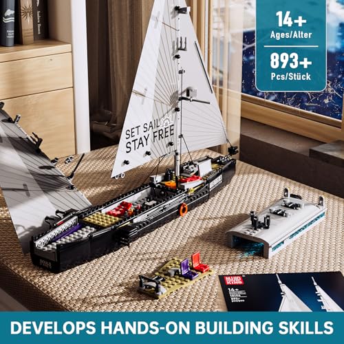 Mould King Ketch-Segelschiff mit Stoffsegeln ⛵ 10194 Modelship