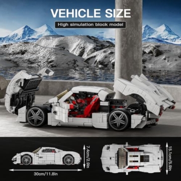 Mould King 10196 Technik Klemmbausteine Auto Supersportwagen Bausteine Set Hypersport Auto Bausatz Sammlerstücke Geschenk für Erwachsene(1423 Teile) - 2
