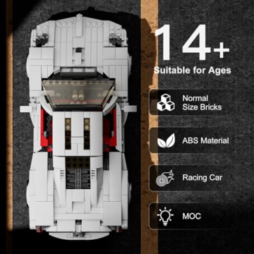 Mould King 10196 Technik Klemmbausteine Auto Supersportwagen Bausteine Set Hypersport Auto Bausatz Sammlerstücke Geschenk für Erwachsene(1423 Teile) - 3