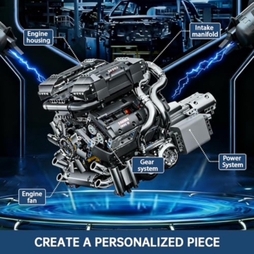 Mould King 10201 Technik W16 Motor Bausatz Bausteine Klemmbausteine Motoren Modell mit Batteriekasten Motor Zum Selber Bauen Kompatibel mit Andere Marken (2024 Teile) - 5