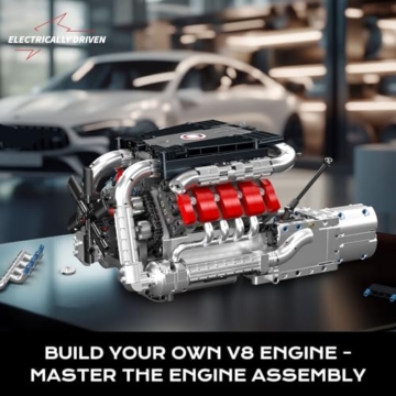 Mould King 10203 Technik V-8-Motor Bausteine Modell, 1169 Teile Klemmbausteine Car Engine Spielzeug Set als Geschenk und Sammlerstücke (ab 14 Jahren Jungen/Mädchen) - 2