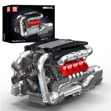 Mould King 10203 Technik V-8-Motor Bausteine Modell, 1169 Teile Klemmbausteine Car Engine Spielzeug Set als Geschenk und Sammlerstücke (ab 14 Jahren Jungen/Mädchen) - 1