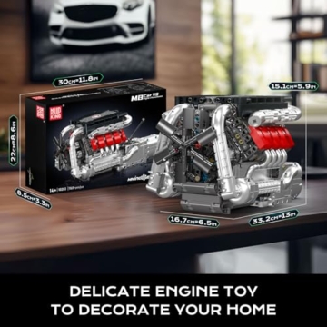 Mould King 10203 Technik V-8-Motor Bausteine Modell, 1169 Teile Klemmbausteine Car Engine Spielzeug Set als Geschenk und Sammlerstücke (ab 14 Jahren Jungen/Mädchen) - 6