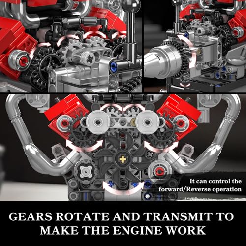 Mould King 10204 Technik V-8-Motor Bausteine Modell, 750 Teile Klemmbausteine Car Engine Spielzeug Set als Geschenk und Sammlerstücke (ab 14 Jahren Jungen/Mädchen) - 3