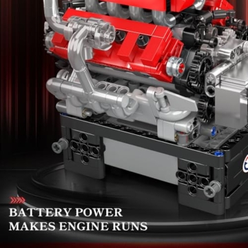 Mould King 10204 Technik V-8-Motor Bausteine Modell, 750 Teile Klemmbausteine Car Engine Spielzeug Set als Geschenk und Sammlerstücke (ab 14 Jahren Jungen/Mädchen) - 5