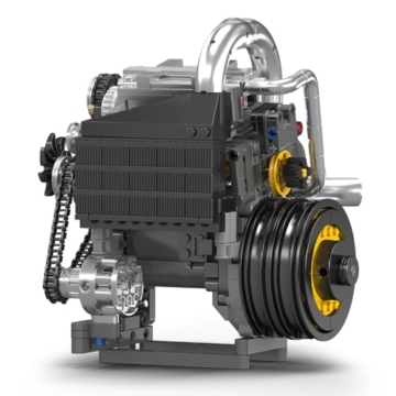 Mould King 10215 MOC Technik Supersportwagen-V12-Motor-Baustein-Modell-Set, hochrealistische Mechanikstruktur | elektrische Antriebskomponente | bewegliches Zahnrad-/Kolbensystem （739+Teile） - 3