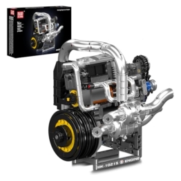 Mould King 10215 MOC Technik Supersportwagen-V12-Motor-Baustein-Modell-Set, hochrealistische Mechanikstruktur | elektrische Antriebskomponente | bewegliches Zahnrad-/Kolbensystem （739+Teile） - 1