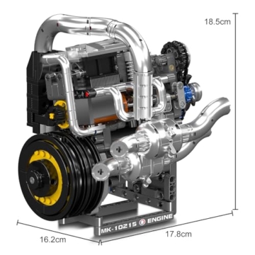 Mould King 10215 MOC Technik Supersportwagen-V12-Motor-Baustein-Modell-Set, hochrealistische Mechanikstruktur | elektrische Antriebskomponente | bewegliches Zahnrad-/Kolbensystem （739+Teile） - 4