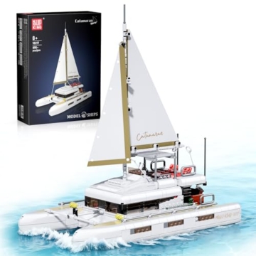 Mould King 10217 Klemmbausteine Schiff Bausteine Segelschiff Katamaran Schiff Spielzeug mit Stoffsegeln und Sonnenbadenbereich Kompatibel mit Andere Marken(893 Teile) - 1