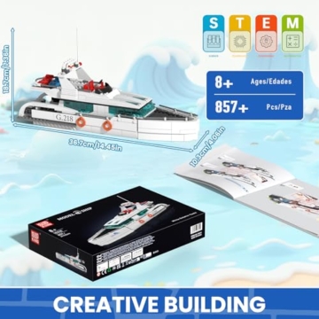 Mould King 10218 Technik Klemmbausteine Schiff Spielzeug Bausteine Segelschiff Yacht Boat Schiffbausatz Bauspielzeug Kompatibel mit Andere Marke(857 Teile) - 2
