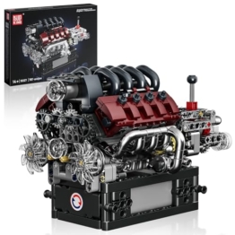 Mould King 10227 Technik V8 Motor Bausatz Benzin Bausteine Klemmbausteine Motoren Elektrisch Engine Motorenkit Geschenke für Erwachsene(787 Teile) - 1