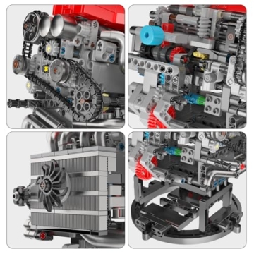 Mould King 10235 Technik Reihenvierzylinder L4-Motor Details