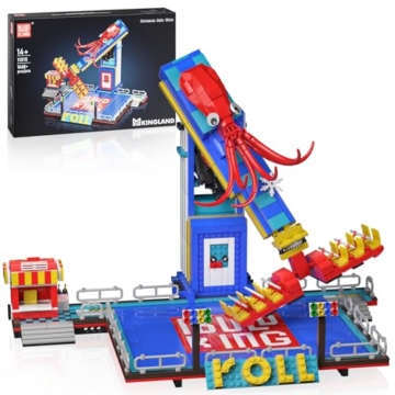 Mould King 11015 Vergnügungspark Bauspielzeug Elektrisch Giant Frisbee Klemmbausteine Oktopus-Schaukel Bausteine Karneval Bausatz Kompatibel mit Andere Marke(1668 Teile) - 1