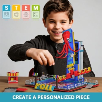 Mould King 11015 Vergnügungspark Bauspielzeug Elektrisch Giant Frisbee Klemmbausteine Oktopus-Schaukel Bausteine Karneval Bausatz Kompatibel mit Andere Marke(1668 Teile) - 5