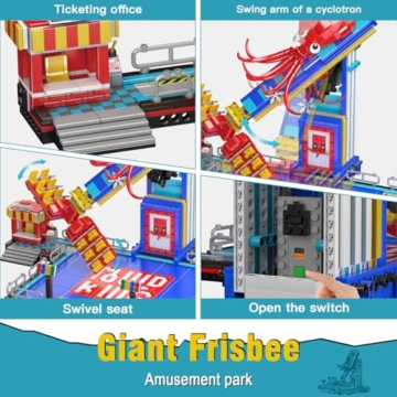 Mould King 11015 Vergnügungspark Bauspielzeug Elektrisch Giant Frisbee Klemmbausteine Oktopus-Schaukel Bausteine Karneval Bausatz Kompatibel mit Andere Marke(1668 Teile) - 6