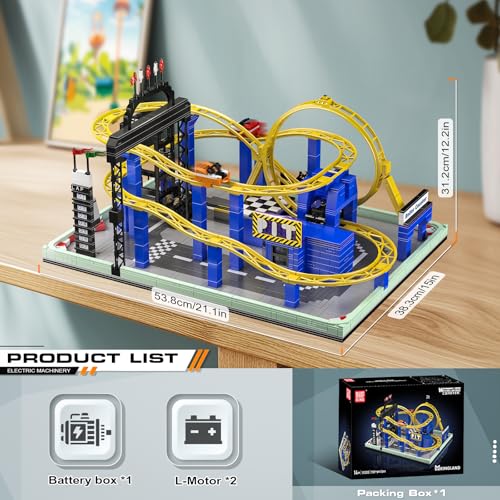 Mould King 11020 Whirlwind Coaster Klemmbausteine Bausatz Kit, 1707+ Stück Schleife Achterbahn Vergnügungspark Baustein Set mit Motor, Spielzeug für Jugendliche/Erwachsene - 2