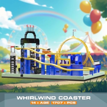 Mould King 11020 Whirlwind Coaster Klemmbausteine Bausatz Kit, 1707+ Stück Schleife Achterbahn Vergnügungspark Baustein Set mit Motor, Spielzeug für Jugendliche/Erwachsene - 4
