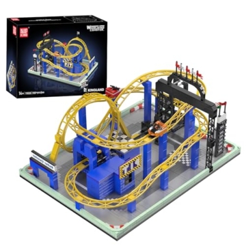 Mould King 11020 Whirlwind Coaster Klemmbausteine Bausatz Kit, 1707+ Stück Schleife Achterbahn Vergnügungspark Baustein Set mit Motor, Spielzeug für Jugendliche/Erwachsene - 1