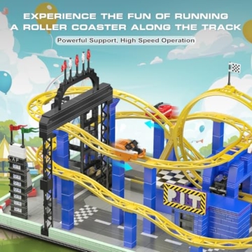 Mould King 11020 Whirlwind Coaster Klemmbausteine Bausatz Kit, 1707+ Stück Schleife Achterbahn Vergnügungspark Baustein Set mit Motor, Spielzeug für Jugendliche/Erwachsene - 5