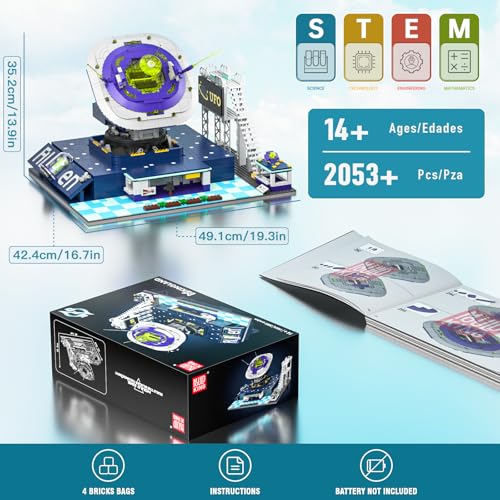 Mould King 11024 Technik Ferngesteuert Weltraum UFO Schiff Bausteine Alien-Basis Klemmbausteine Sci-Fi Raumschiff Bauspielzeug Geschenk für Erwachsene(2053 Teile) - 2