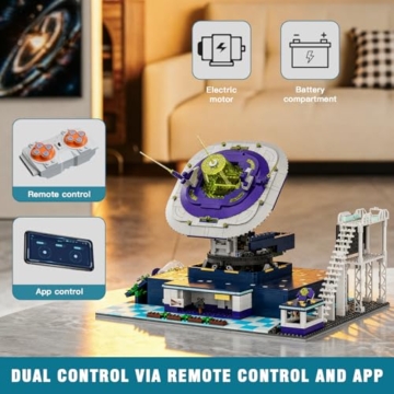 Mould King 11024 Technik Ferngesteuert Weltraum UFO Schiff Bausteine Alien-Basis Klemmbausteine Sci-Fi Raumschiff Bauspielzeug Geschenk für Erwachsene(2053 Teile) - 3