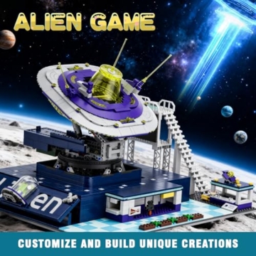 Mould King 11024 Technik Ferngesteuert Weltraum UFO Schiff Bausteine Alien-Basis Klemmbausteine Sci-Fi Raumschiff Bauspielzeug Geschenk für Erwachsene(2053 Teile) - 4