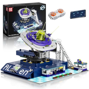 Mould King 11024 Technik Ferngesteuert Weltraum UFO Schiff Bausteine Alien-Basis Klemmbausteine Sci-Fi Raumschiff Bauspielzeug Geschenk für Erwachsene(2053 Teile) - 1