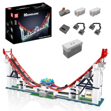 Mould King 11030 Technik Achterbahn Klemmbausteine Bausatz, 2262 Teile Motorisiertes Freizeitpark-Modell mit Elektrischem Antrieb, Beweglichem Wagen, Technischer Schienenanlage und Displaymodell - 1