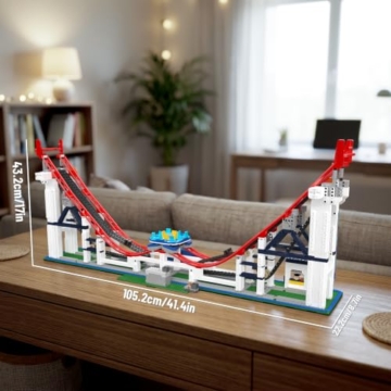 Mould King 11030 Technik Achterbahn Klemmbausteine Bausatz, 2262 Teile Motorisiertes Freizeitpark-Modell mit Elektrischem Antrieb, Beweglichem Wagen, Technischer Schienenanlage und Displaymodell - 6