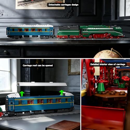 Mould King 12007 Technik Zug Bausteine Modell, 2412 Teile Ferngesteuertes Zug Blockmodell mit Fernbedienung und App Dual Control, Train Eisenbahn Kit als Spielzeug und Geschenk (14 Jahre und älter) - 3